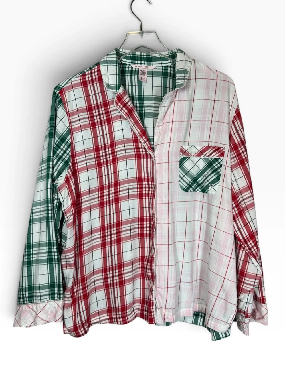 VICTORIA'S SECRET Women's Large Flannel Long Pajama Set Mix Match Plaid